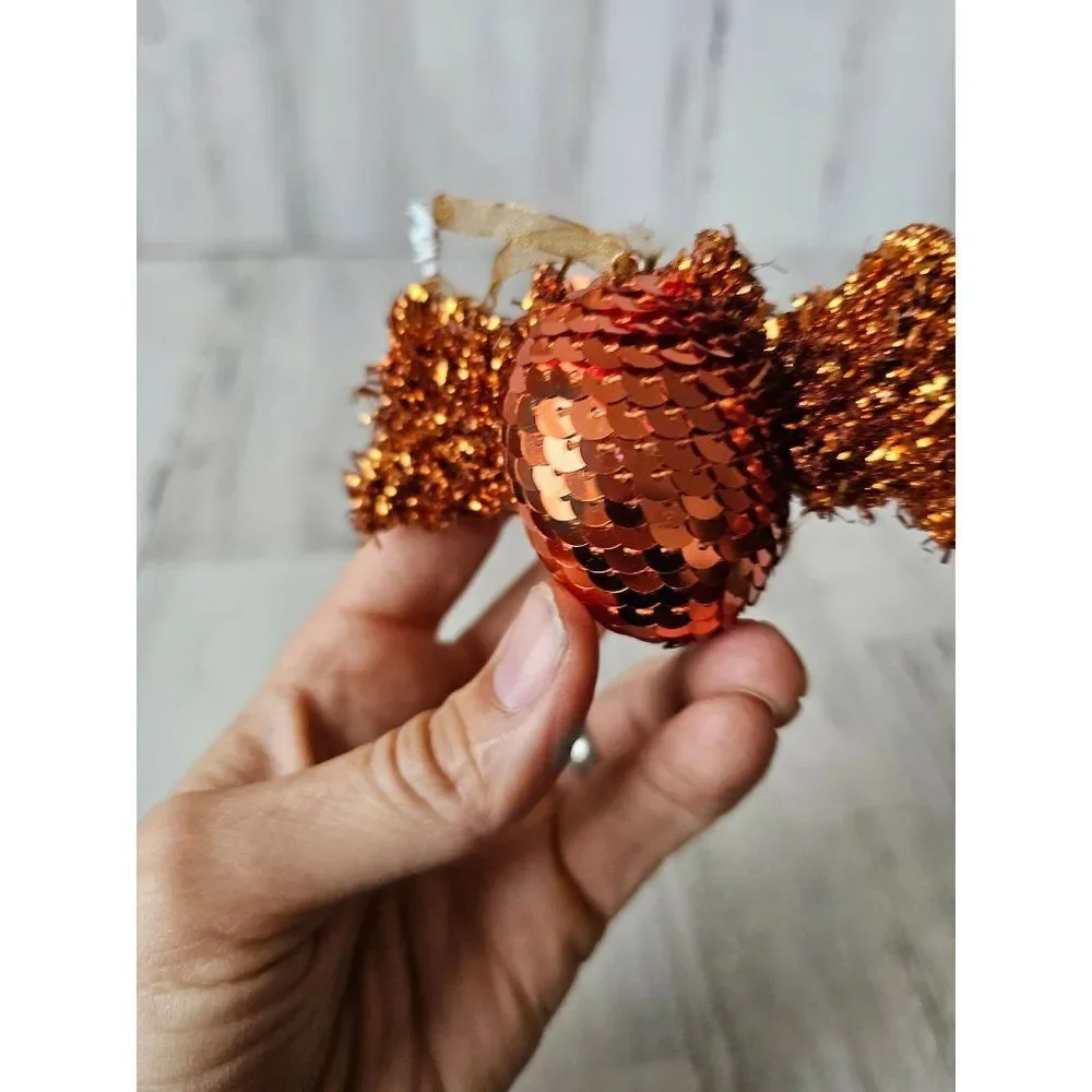 Pier 1 sequin bat Halloween ornament rare orange glitter tree‎ unique decor